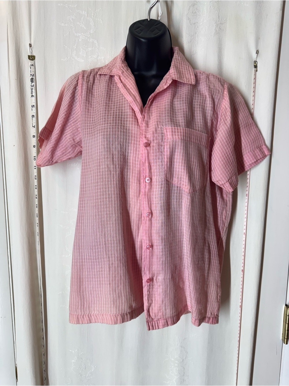 Vintage Royal Silk Pink Short-Sleeve Blouse